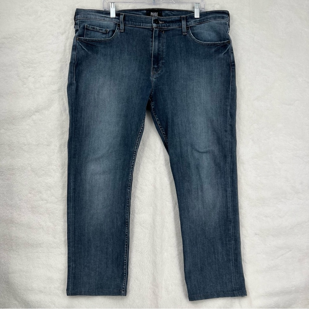 Paige Federal Callow Women Plus 38 waist denim blue jeans straight leg zip front